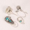 Navirix Vintage Turquoise Western Rings for Women,Exaggerated Chunky Oval Floral