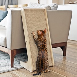 PETKARAY Cat Scratcher, Cat Sisal Scratching Ramp, L Shape Cat Scratch Pad for Indoor Cats, Wall Furniture Protector with Catnip Large