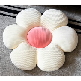 WYIKE Flower-Shaped Cute Pillow, Flower Cushion, Reading Pillow and Leisure and Comfortable Pillow, Car Cushion (Beige/Pink, 40cm*40cm)