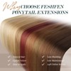 FESHFEN Straight Long Ponytail Extensions 28 Inch Ash Blonde Wrap