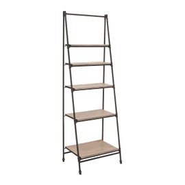 Deco 79 Benzara Antique Colonial Classy Metal Wood Shelf Stand, Black/Beige