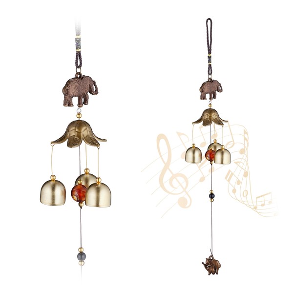Relaxdays Wind Chime Set of 2 Metal Chimes Outdoor &