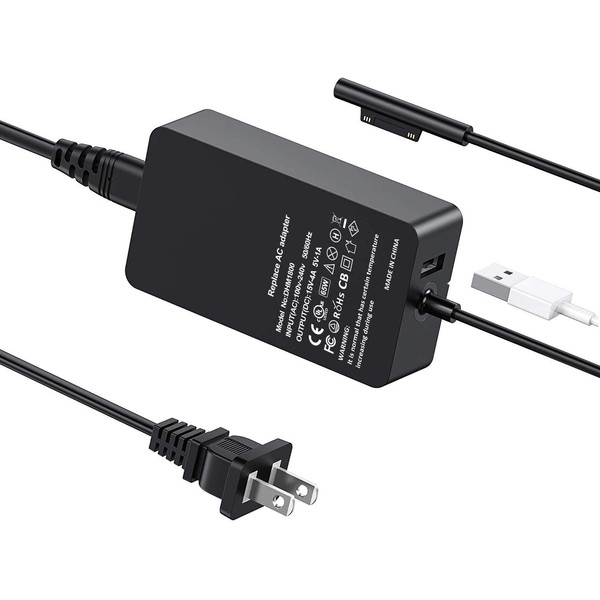 Surface Pro Charger Surface Laptop Charger 65W 15V 4A Power Supply Compatible Microsoft Surface Pro 9/8/7/6/5/4/3/X Surface Laptop1/2/3/4 Surface Go1/2/3 Surface Book 1/2/3 Power Adapter Charger