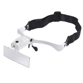 Beileshi Headhand Magnifier Glasses with 2 LED Professional Jeweler's Loupe Light (1x-3.5X Rechargeable White & LED)