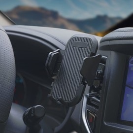 LAX Gadgets Air Vent Phone Holder for Car - Cradle-Type Car Mount with Air Vent Clip, Adjustable Side Jaws, & Silicone Pad - Premium Phone Mount for Car - Black (VNTCRDL)