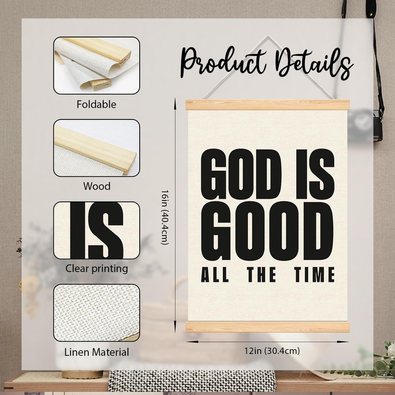ELMCH Minimalist Christian God Is Good Wall Art Decor, 12x16