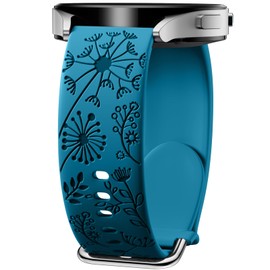 Ouwegaga Compatible with Galaxy Watch 4/7/6/5/Active 2 Bands - 20mm Sport Flower Engraved Wristband for 40mm/44mm/47mm/43mm/42mm/46mm/45mm Watch FE/Classic/Pro