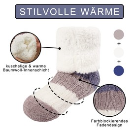 Moitkptt Cuddly socks women's 39-42, stopper socks women, non-slip socks adults, house socks women, hut socks with sole, warm socks women for men and women, blue white