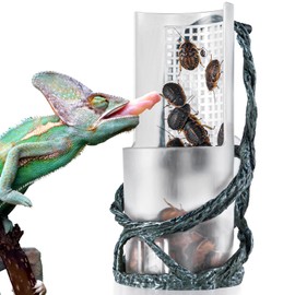 OIIBO Chameleon Feeding Bowl, Resin Vine Reptile Feeder with Grid Plate for Insect to Climb and Move, Reptile Hunting Bowl with Suction Cup for Chameleon, Lizard, Bearded Dragons, Iguana, Gecko, Frog