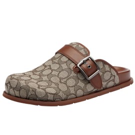 Coach Men's Buckle Clog in Signature Jacquard, Charcoal/Black, 12