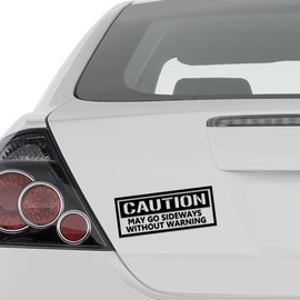 Caution Go Sideways Without Warning JDM Japanese Racing for Car Truck Motorcycle Windows Bumper Laptop Home Wall Decor Vinyl Sticker Decal - Size [8 in/20 cm] Wide Color- Matte White