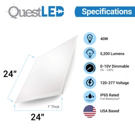 QuestLED 2x2 LED Ceiling Light 4 Pack, 40W Flat Ultra-Slim Dimmable Edge Lit LED Panel Light (5000K Cool White)