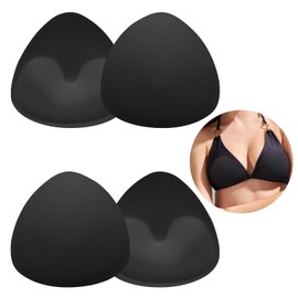 TENGEE 2 Pairs Bra Pads, Bra Pads, Bikini Inserts, Bra Padding, Black Triangular Breathable Bra Pads, Bra Cups Cups for Padding Sewing, for Women, Girls, Swimwear, black