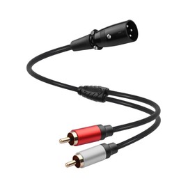 CERRXIAN XLR Male to Dual RCA Male Y Splitter Audio Cable, 1FT Balanced 1 XLR Male to Unbalanced 2 RCA Male Y Adapter Cord Gold Plated Connectors for Mixer to Home Stereo, Amplifier