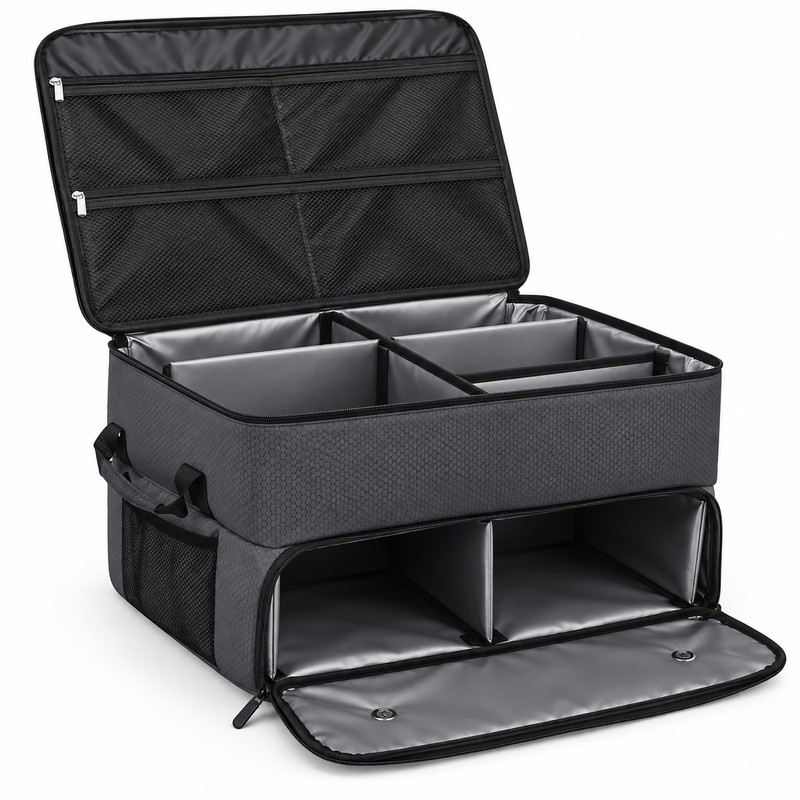 2-Layer Waterproof Golf Trunk Organizer with Ventilated 2-Pair Shoe Compartment