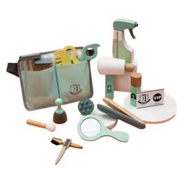 Totority Safe Boys and Girls Hair Cutting Tool Set Wooden Hair Salon Toy Kit Pretend Play for Boys Girls