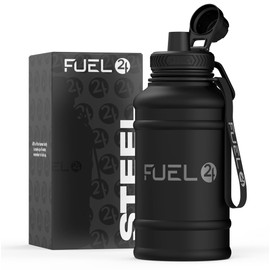 Fuel24 Stainless Steel Jug - 1.3 or 2.2 Litre Water Bottle - Extra Strong BPA Free Leak Proof - Large Sports Bottle, 1.3L, 2.2L, Metal Bottle - Colour Options