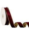 1 Inch Burgundy Velvet Ribbon with Golden Back,2.5cm x 10