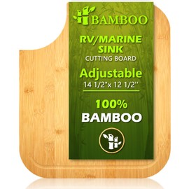Bamboo Cutting Boards for RV，Non-slip Rubber Feet，Drainage Groove Design Cutting Board,Fits most RV&Boat sinks,14.5“x 12.5” Rv Sink Cover Cutting Board