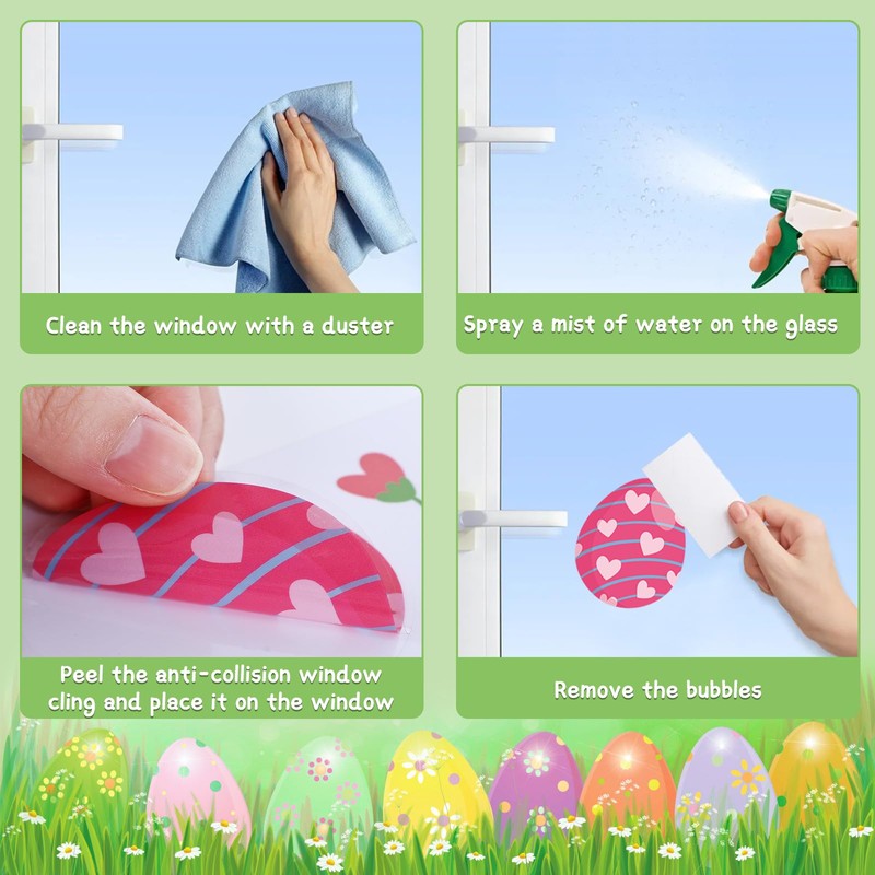 BBLIKE Easter Window Stickers, 9 Sheets Easter Decorations, Easter Egg
