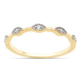 SAVEARTH DIAMONDS 1/20 Carat Round Cut Lab Created Moissanite Diamond Station Wedding Band Ring for Women In 14K Yellow Gold Over Sterling Silver (VVS1 Clarity, 0.05 Cttw)-7