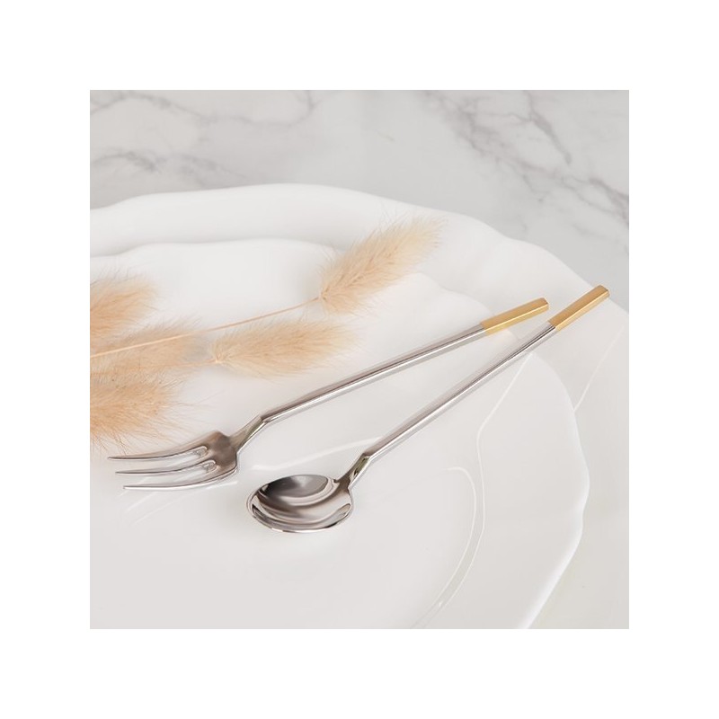 Square Gold Teaspoon/Teafork 10-Piece Set / 스퀘어 골드 티스푼티포크 10P