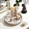 Modern Decorative Tray for Coffee Table, 11" Wooden Gray Beige