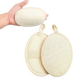 Pack of 2 Natural Loofah Sponge, Exfoliating Loofah Sponge, Natural Loofah Body Brush Washer, Exfoliating Sponge, Shower Sponge, Reusable, Camping, Spa, Kitchen, Bathroom (Beige)