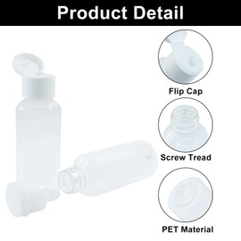 Marvexi 50Pcs 50ml/1.7oz Empty Travel Plastic Squeeze Bottles, Empty Hand Sanitizer Bottles Bulk for Hand Sanitizer, Shampoo, Cosmetic, Toiletries(Clear, White)