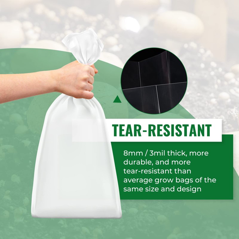 Vabiooth 100 Packs 6 Mil Mushroom Grow Bags, Thick Spawn