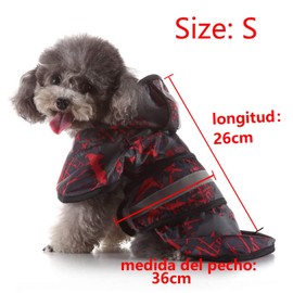 Impermeable Perro, Impermeable Abrigo para Perro con Capucha y Correas de Cierres de Gancho y Bucle y Tira Reflectante, Ajustable Portátil Impermeable para Perro (S, Chest: 14'', Body 10'')