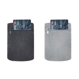 2 Pack Wrist Pouch for Men and Women, Wristband Pocket with Zipper for Running, Basketball, Tennis, Travel, Gym and Any Other Sports (Black+Light Grey 2PACK)