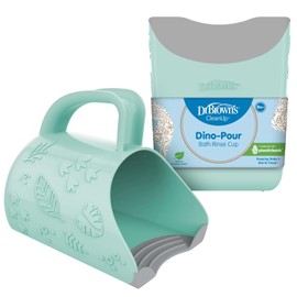 Dr. Brown's CleanUp Dino-Pour - Taza de enjuague de baño para bebés, sin lágrimas, para bebés y niños pequeños, sin BPA