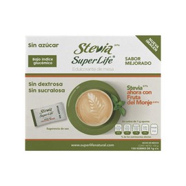 Stevia Super Life® Bio 150 Sobres, Con Fruta del Monje Sin azúcar