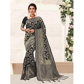 Nivah Fashion Nivah Fashion Women's Banarasi Art Silk Saree with Blouse Piece(NH.S13-Turquoise)