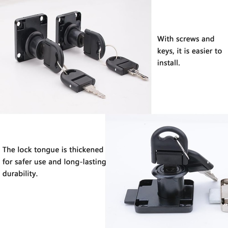 UtySty 3 Pack Drawer Lock File Cabinet Locks with Folding