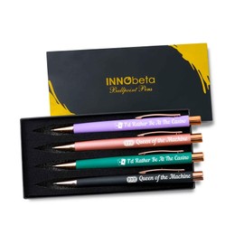 InnoBeta Gambling Gifts, Casino Gifts, Slot Machine Gifts for Women, Queen of the Machine, Ballpoint Pen Set of 4, Perfect for Birthday & Christmas
