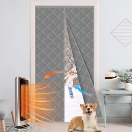 Cotton Thermal Door Screen Draft Stopper Cover Made of Oxford and Cotton Fill Fit 34x82inch Door Screen Door Itself Size 36x84inch Thermal Curtains for Winter, Thermal Insulated Door Curtain for Doors