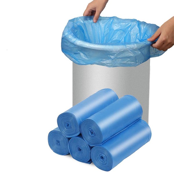 Compostable Trash Bags, 13-15 Gallon Biodegradable Trash Bags Recycled Garbage Bags Unscented Wastebasket Liners for Kitchen Office(75 Counts, Blue)