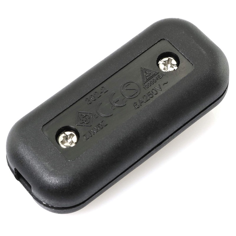 E-outstanding Inline Cord Switch On/Off Black Button Feed Cord Switch