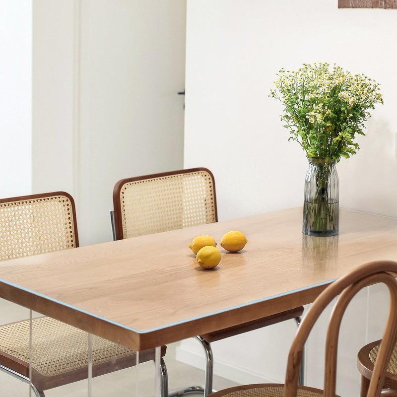 Heavy-Duty Clear Table Cover Protector, 1.5mm Thick, Waterproof Plastic Tablecloth,