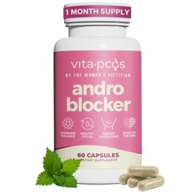 VITA-PCOS AndroBlocker Balance Supplement for Women - Stinging Nettle Capsules with Zinc & Inositol for Unwanted Facial Hair & Healthy Period - Saw Palmetto for Women Energy & Vitality - 60 Capsules