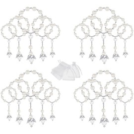 Qaautor 20 Pcs Baptism Acrylic Rosary Beads Mini Rosaries Angel with Organza Bags for the First Communion Baptism Party Favors