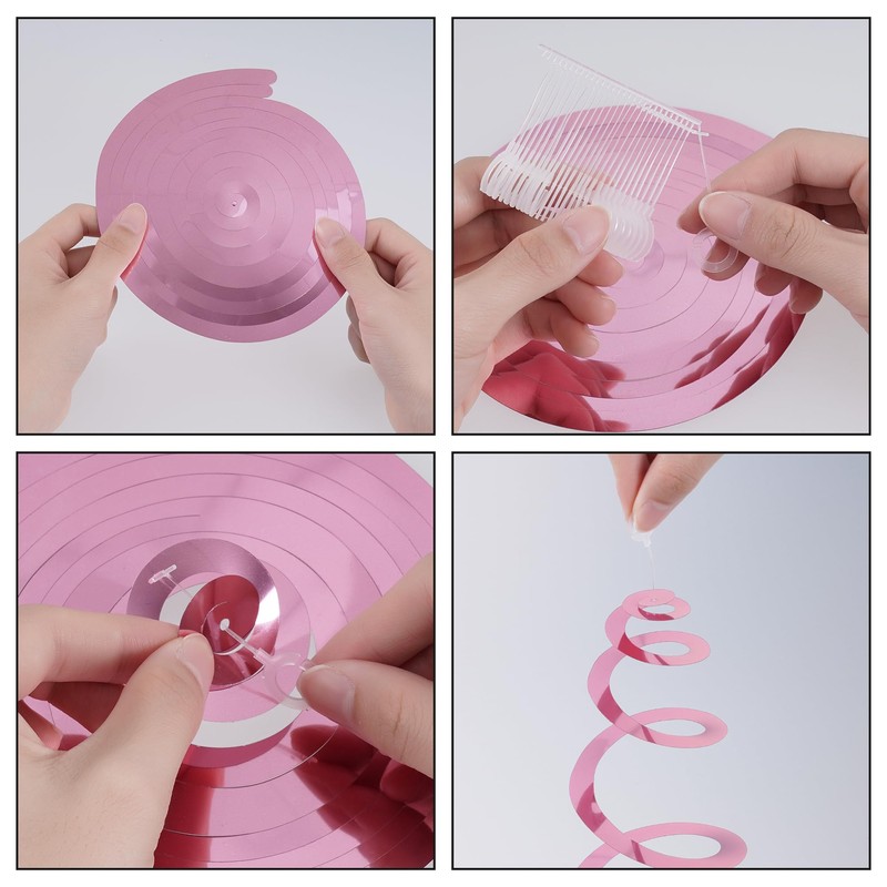 Pink Ceiling Swirl Foil Decorations Hanging Plastic Streamer Themed Swirl