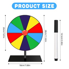 CTYUEYUN 8 Inch Spin the Wheel,10 Slots Color Spin Fortune Wheel with Dry Wipe Pen,Prize Wheel Spinner Easy Setup,Spin Wheel for Festivals, Fundraising Events, Carnival Games and Trade Shows