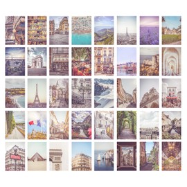 40 Piece French France Travel Retro Vintage Wall Aesthetic Collage Kit, Adventure Teen Dorm Room Decor, Zoom Background, Bedroom Decor, 4x6 Professional Photos