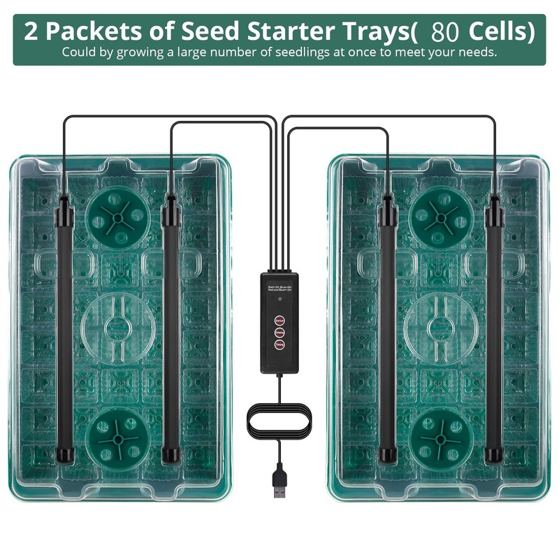 Sondiko Seed Starter Tray with Grow Light, 80 Cells Seed