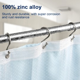 Metal Shower Curtain Hooks, Set of 12, Rust Proof Shower Curtain Hooks Rings, Durable S Shaped Hooks Hangers for Shower Curtains, Kitchen Utensils, Clothes, Towels (Nickel)