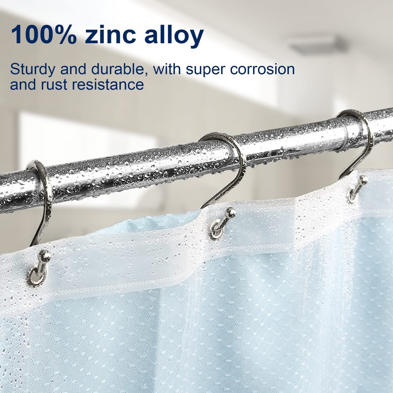 Metal Shower Curtain Hooks, Set of 12, Rust Proof Shower