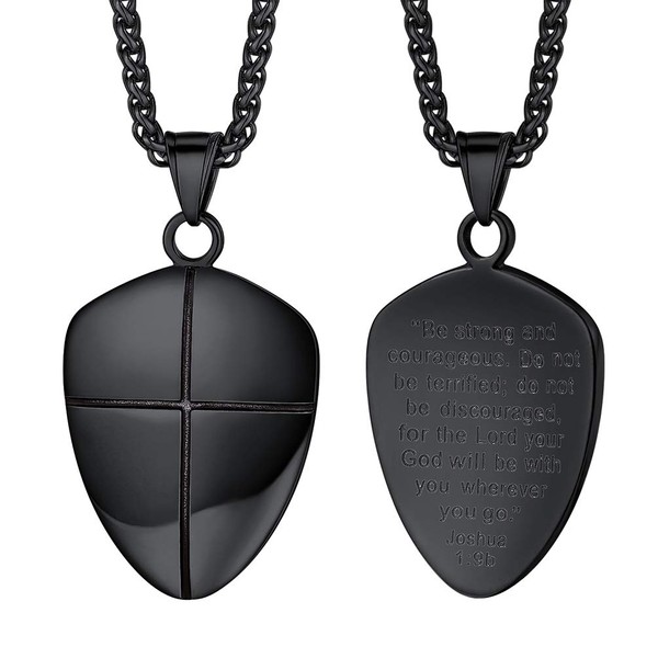 Put On The Full Armor of God Shield Necklace Black